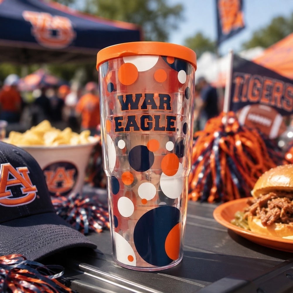 Auburn Tigers AU Tervis Tumbler 24 Oz. War Eagle Tailgate Gameday Polka Dot SEC